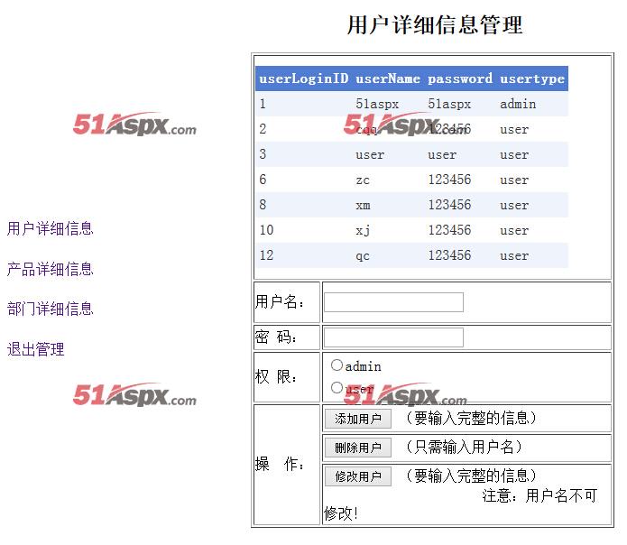 用户详细信息管理