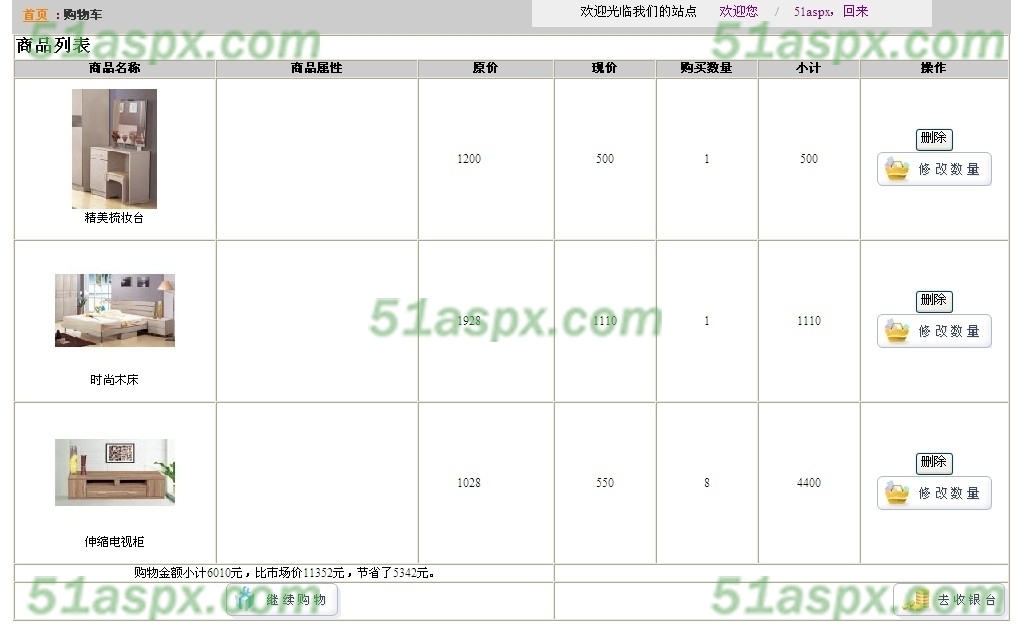 购物车界面 购物车界面
