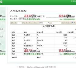 出入库汇总 出入库汇总